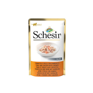 Schesir Tuńczyk Kurczak z Krewetką w Galaretce zestaw 12x 85g
