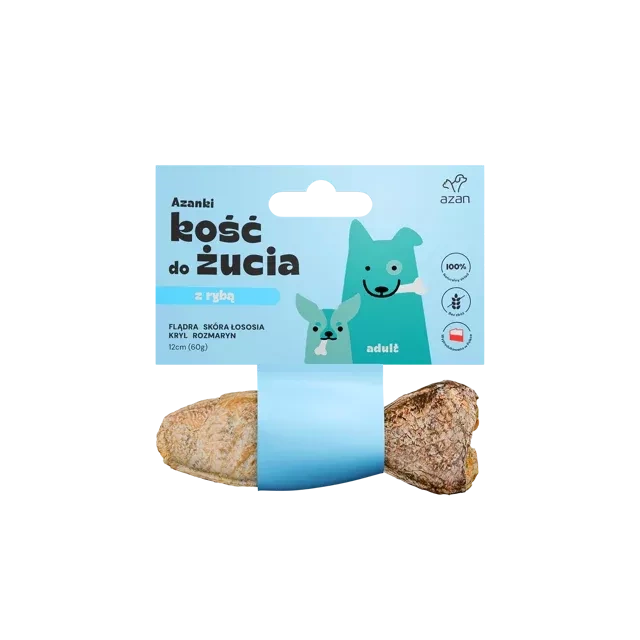 AZANKI Kość z flądrą w skórze łososia KSZTAŁT RYBKI 12cm
