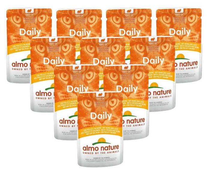 Almo Nature Daily z kurczakiem i łososiem saszetka 12x70g