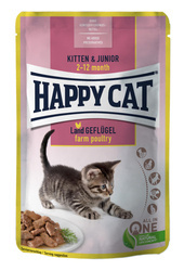 HappyCat Kitten & Junior z drobiem 85g