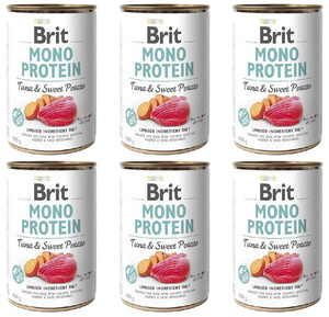 Brit Mono Protein tuńczyk ze słodkimi ziemniakami 6x400g