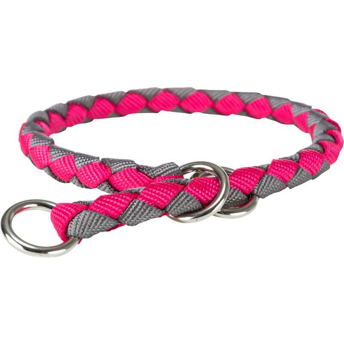 Obroża zaciskowa Cavo S: 25-31cm/12mm fuksja/grafit Taśma parciana