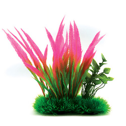 Aqua Natura Roślina do dekoracji akwarium różowo-zielona plastikowa 20cm długie liście