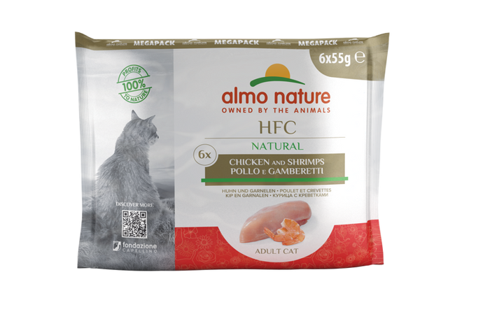 Almo Nature HFC Natural Valuepack kurczak i krewetki 6x55g