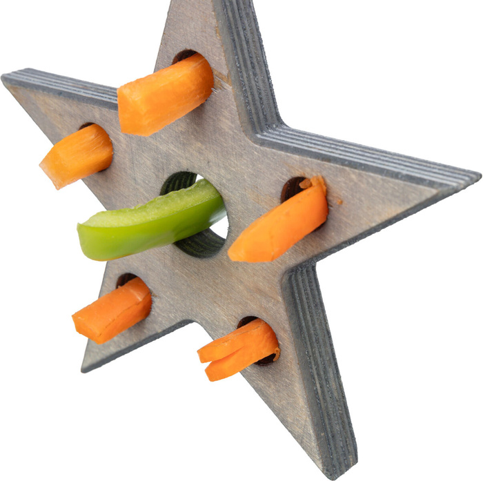 Trixie Xmas Gwiazda na przysmaki zabawka dla gryzoni drewno/sizal szara 14x17cm