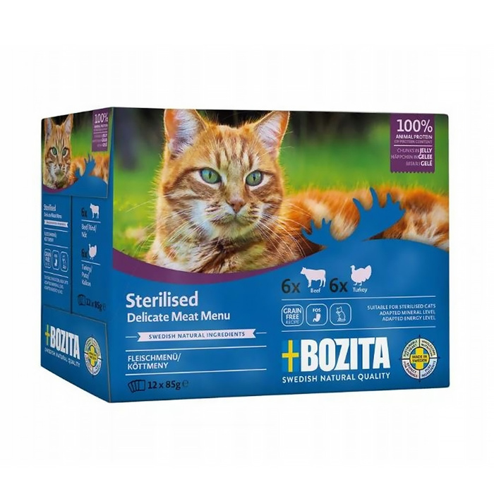 BOZITA Indoor&Sterilised Beef&Turkey 12x85g Mokra karma dla kota