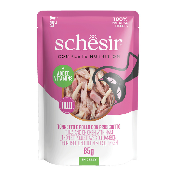 Schesir Tuńczyk i Kurczak z Szynką w Galaretce zestaw 12x 85g