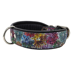 Barry King Obroża dla psa skórzana Kwiaty L-XL 25mm/55cm