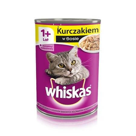 Whiskas  Adult kurczak w sosie 400g krótki termin
