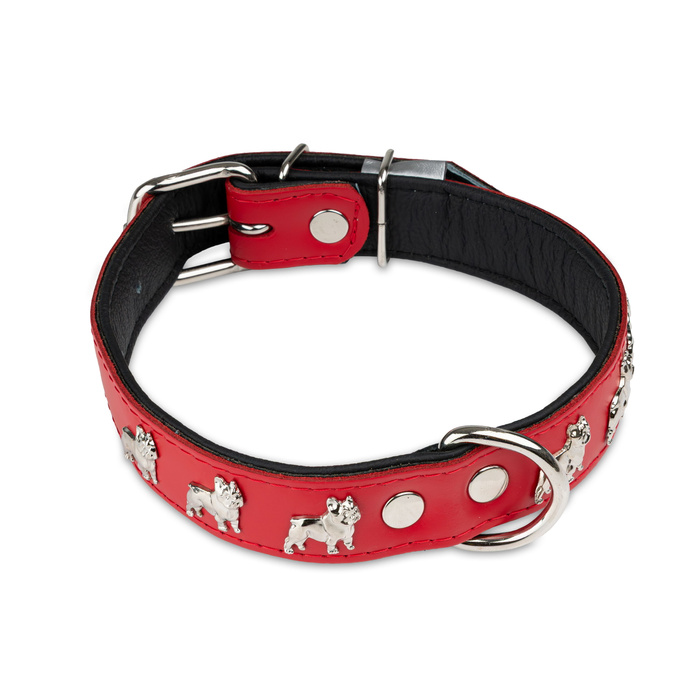 Barry King Obroża wzór super bulldog franciski 30mm/45cm czerwono/czarna