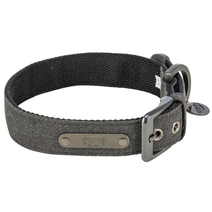Trixie Obroża CityStyle bawełna czarna M-L: 40-47cm/30mm szeroka