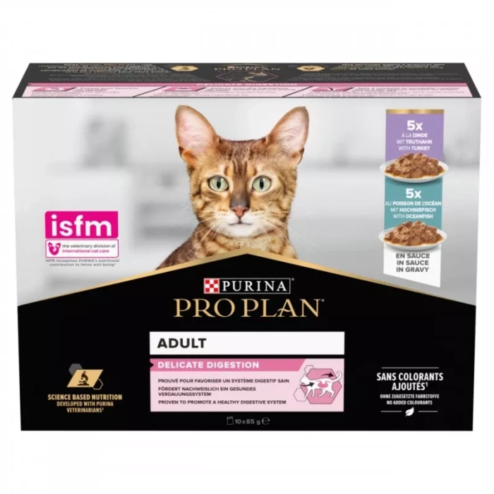 Purina ProPlan Delicate Digestion z indykiem i rybami oceanicznymi w sosie 10x85g