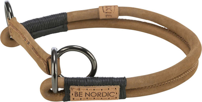 Obroża zaciskowa Be Nordic M: 45cm/8mm brązowa skórzana