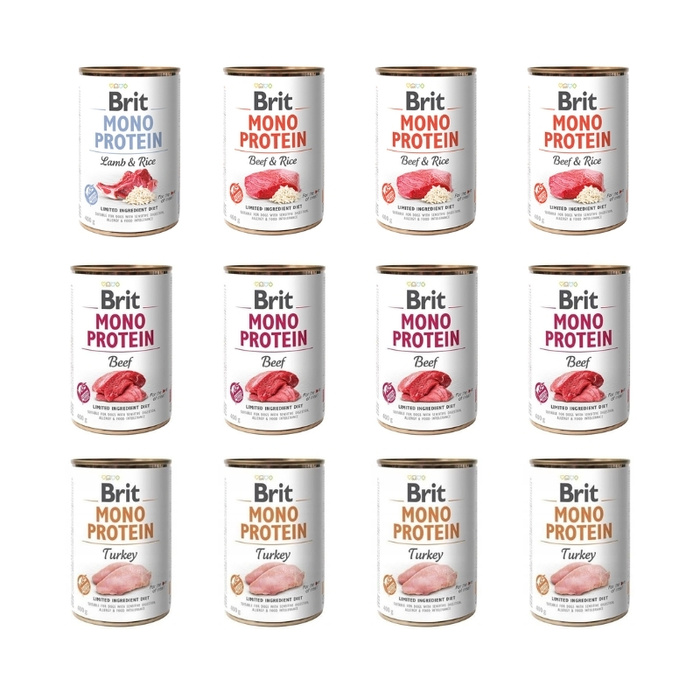 Brit Mono Protein zestaw 12x400g karma mokra dla psa