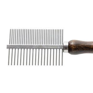 Barry King Grzebień dwustronny dla zwierząt z metalową nasadą drewno bukowe 19/30 pinów 5,2x17,9 cm