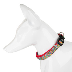 Barry King Obroża dla psa wzór folk taśma 10mm/20-30cm czerwona