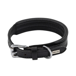 Barry King Obroża skórzana XS: 27-33cm x 22mm czarny przeszywana