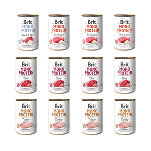Brit Mono Protein zestaw 12x400g karma mokra dla psa