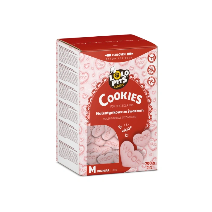 Lolo Pets Ciasteczka dla psa ze żwaczem Walentynkowe 700g