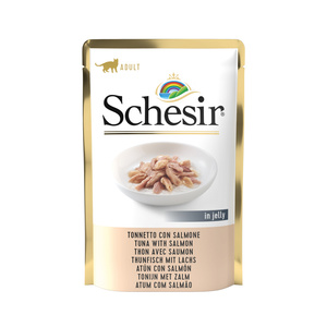 Schesir pouch tuńczyk łosoś w galaretce zestaw 12x 85g
