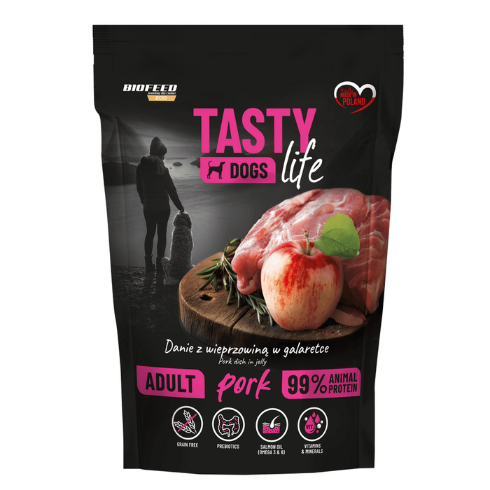 Biofeed Tasty Dogs Life wieprzowina 90% saszetka 500g