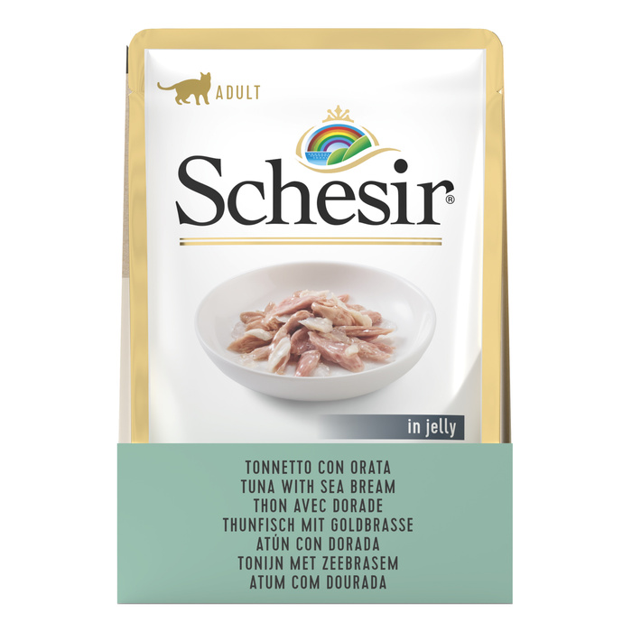 Schesir pouch tuńczyk dorada w galaretce zestaw 12x 85g