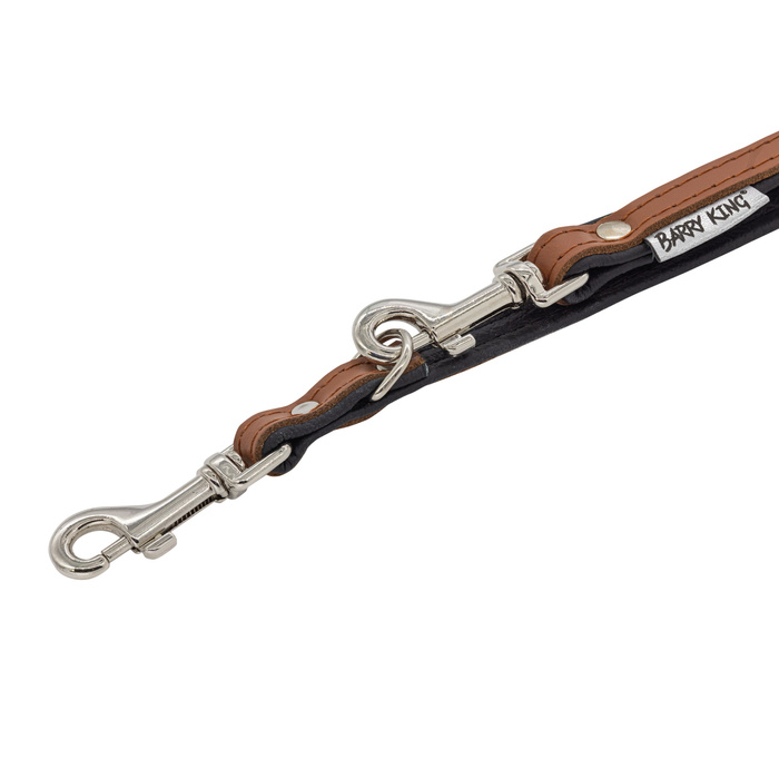 Barry King Smycz regulowana skórzana dla psa koniak/czarny M-L 20mm/200cm