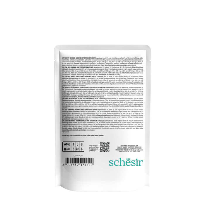Schesir pouch tuńczyk dorada w galaretce zestaw 12x 85g