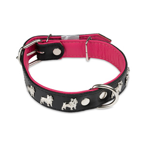 Barry King Obroża wzór super bulldog francuski 30mm/55cm czarno/różowa