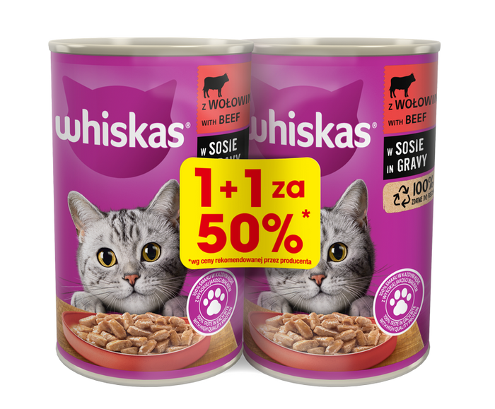 Whiskas wołowina w sosie 2x400g