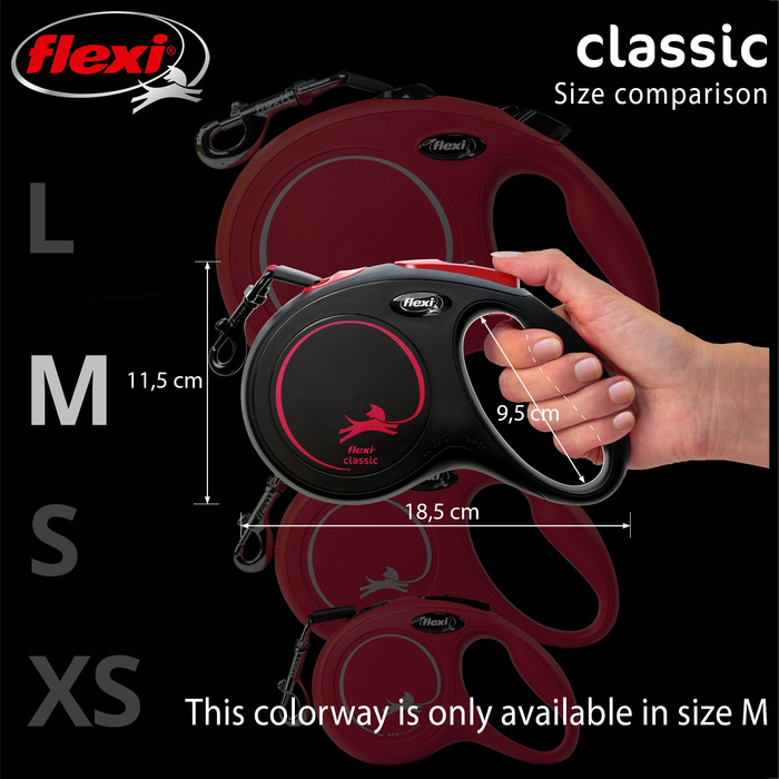 Flexi New Classic smycz dla psa black fire M 5m taśma