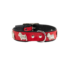 Barry King Obroża dla psa wzór pieski westy 16mm/28-34cm czerwona