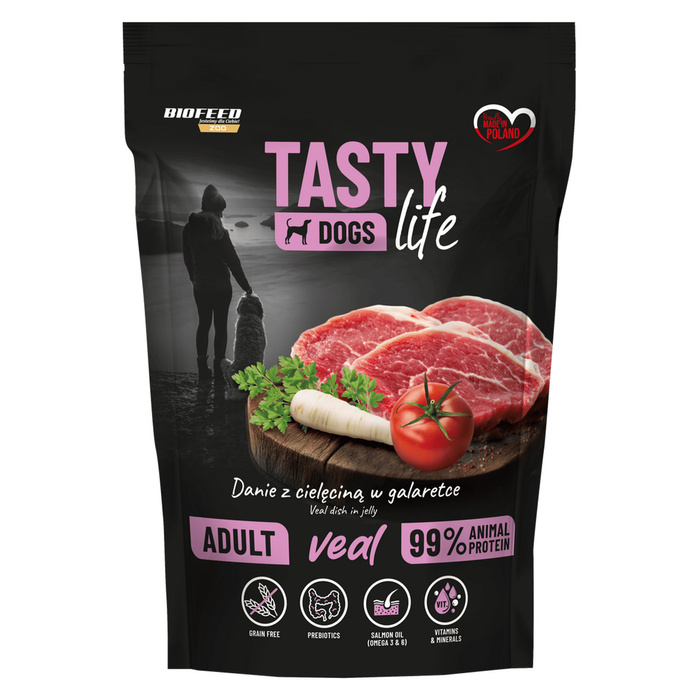 Biofeed Tasty Dogs Life cielęcina 90% saszetka 150g