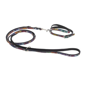 Barry King Szelki dla psa skórzane Kwiaty M-L 12mm/45cm