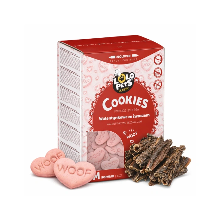 Lolo Pets Ciasteczka dla psa ze żwaczem Walentynkowe 700g