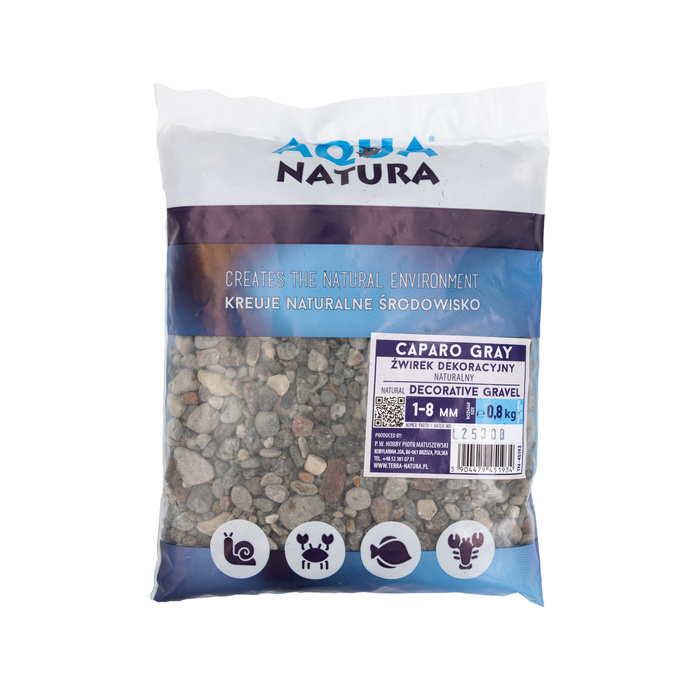 Aqua Natura Caparo Gray żwirek dekoracyjny do akwarium naturalny 1-8 mm 0,8kg