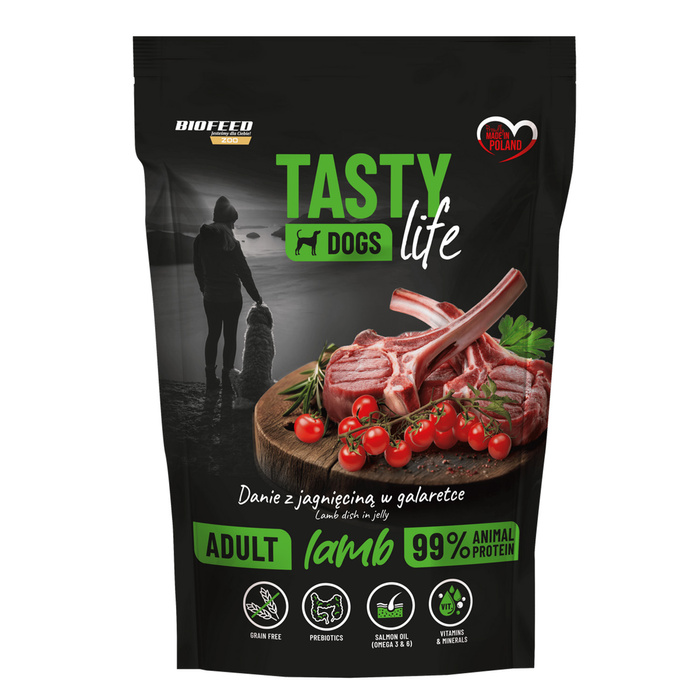 Biofeed Tasty Dogs Life jagnięcina 90% saszetka 500g