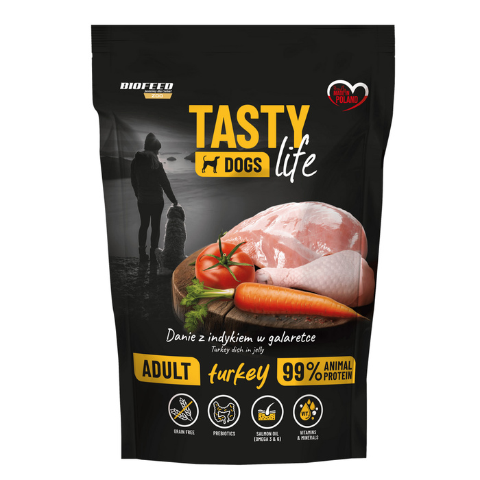 Biofeed Tasty Dogs Life Indyk 90% saszetka 150g