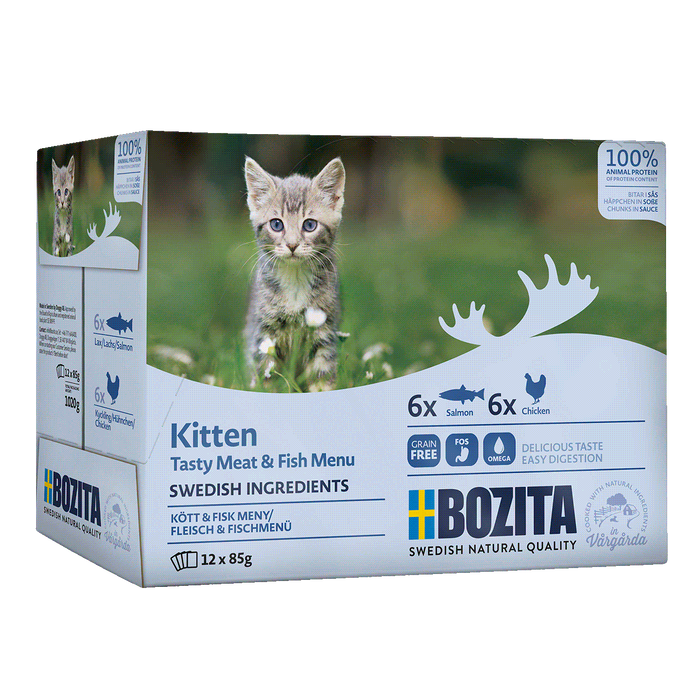 Bozita Kitten mięsne i rybne kawałki w sosie 12x85g