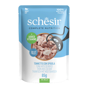 Schesir pouch tuńczyk labraks w galaretce zestaw 12x 85g