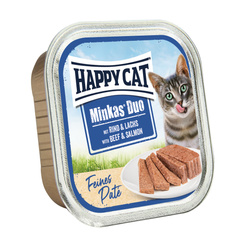 Happy Cat Minkas duo deserówka pasztet dla kota wołowina i łosoś 100g