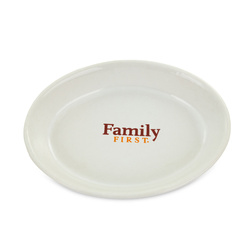 Family First Biały talerzyk dla kota nadruk Family First ceramiczny 11cm