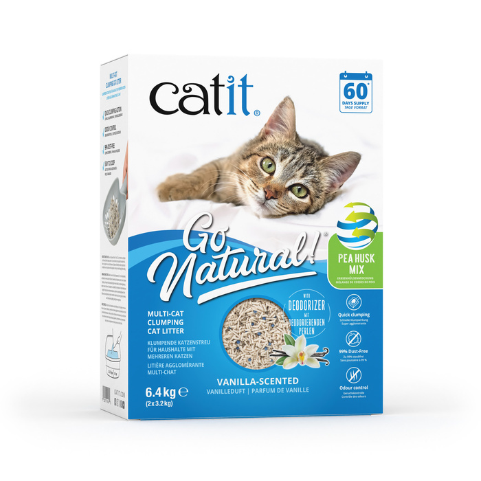 CatIt Go Natural Multi-Cat Żwirek z łupin grochu i bentonitu Waniliowy 6,4kg