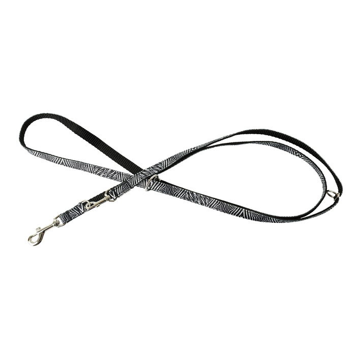 Barry King Smycz regulowana dla psa czarno-biała zebra taśma polipropylenowa 16mm/220cm