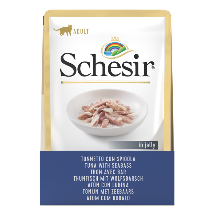 Schesir pouch tuńczyk labraks w galaretce zestaw 12x 85g