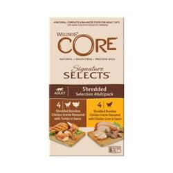 Wellness Core Signature Selects Shredded Multipack zestaw puszek dla kotów dorosłych 4x2 smaki 8x79g/635g