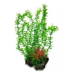 Aqua Natura Roślina do dekoracji akwarium zielona plastikowa 38cm chlorella z małym czerwonym akcentem