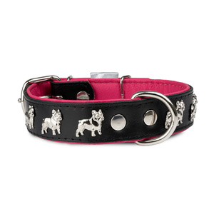 Barry King Obroża wzór super bulldog francuski 30mm/55cm czarno/różowa