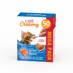 Catit Creamy Megapack przysmak dla kota łosoś z krewetkami 50x10g