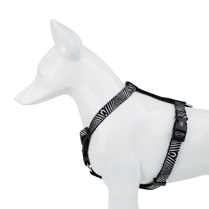 Barry King Szelki dla psa czarno-biała zebra taśma polipropylenowa 16mm/30-60cm